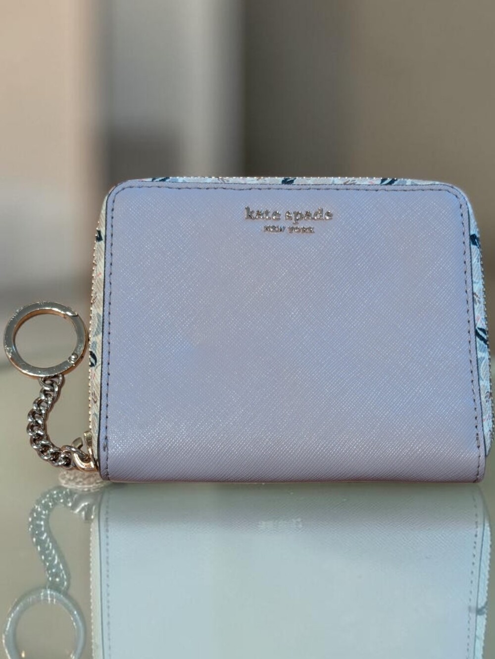kate spade lilac zip-around wallet with key ring